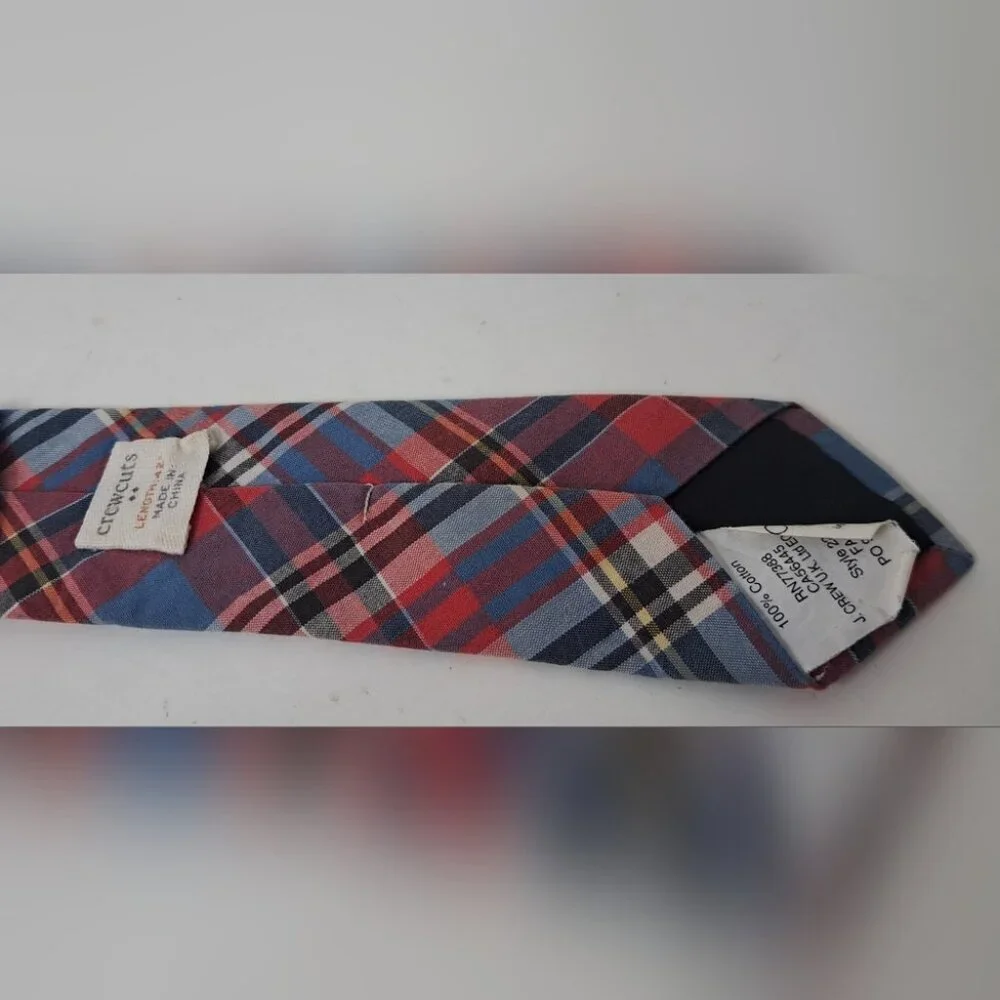 J. Crew Crewcuts Kids Boys Tie Red Plaid Tartan Check 42
